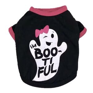 Boo tiful Dog Shirt BlackbHot Pink Trim White Ghost Pink Bow Halloween Spooky